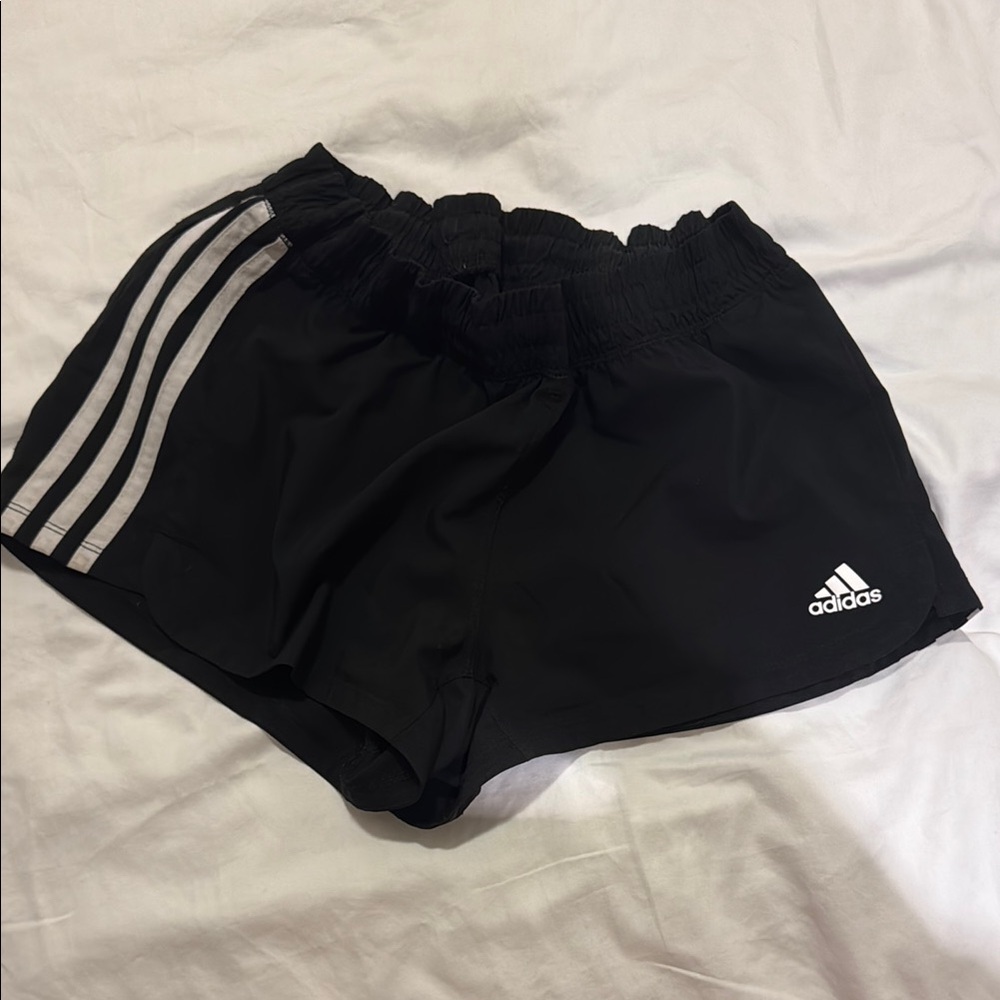 Adidas Black Shorts with White Stripes